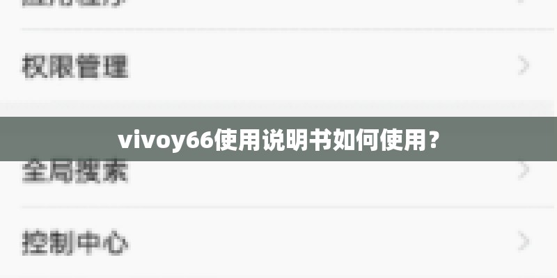 vivoy66使用说明书如何使用？